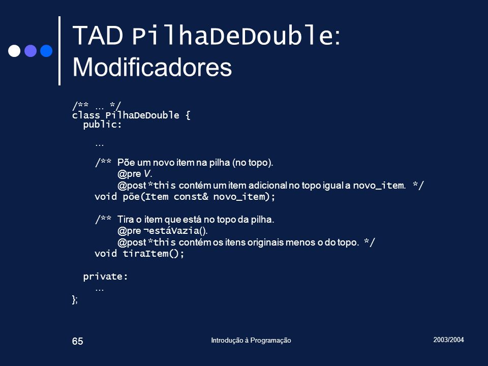 TAD PilhaDeDouble: Modificadores
