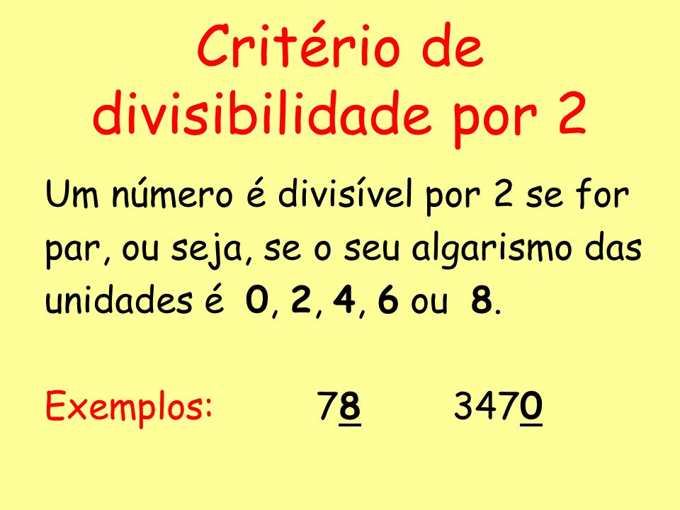 Critério de divisibilidade por 2