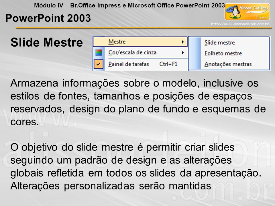 Slide Mestre PowerPoint 2003