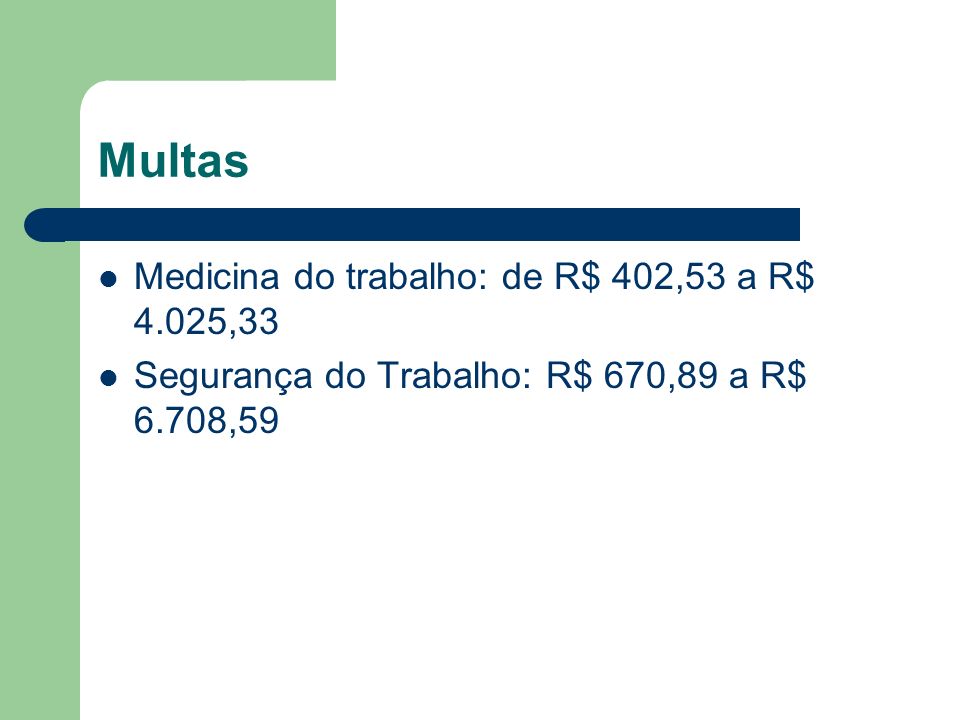 Multas Medicina do trabalho: de R$ 402,53 a R$ 4.025,33