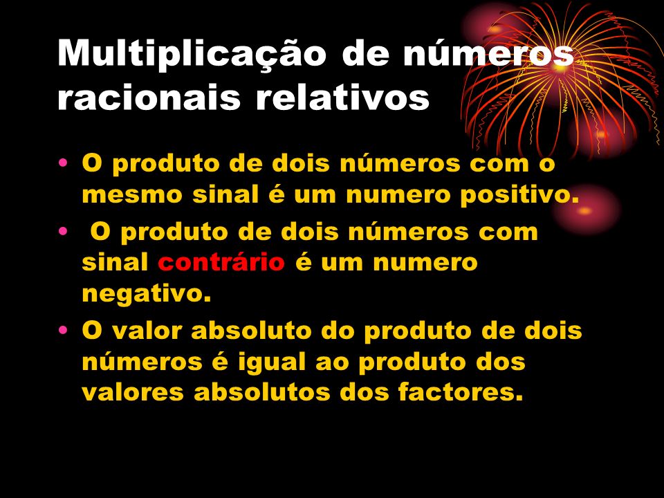 Multiplicação de números racionais relativos