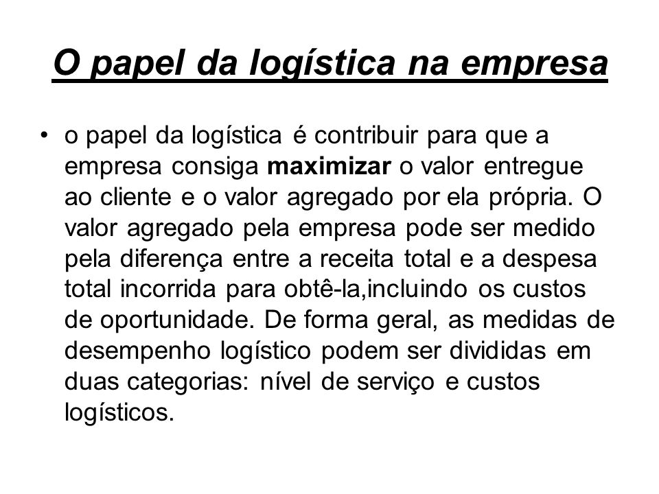 O papel da logística na empresa