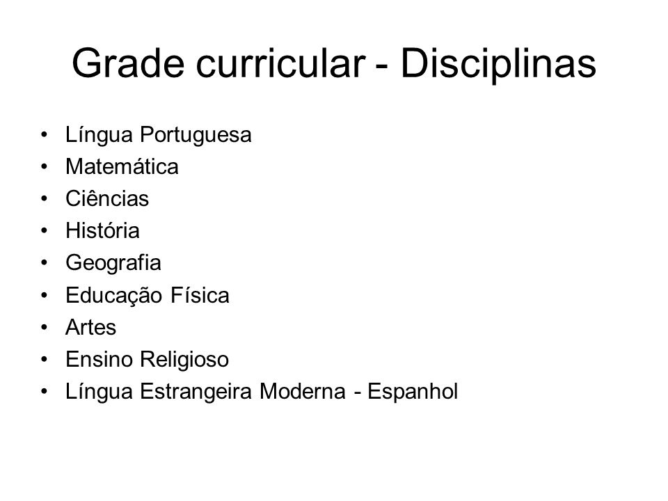 Grade curricular - Disciplinas