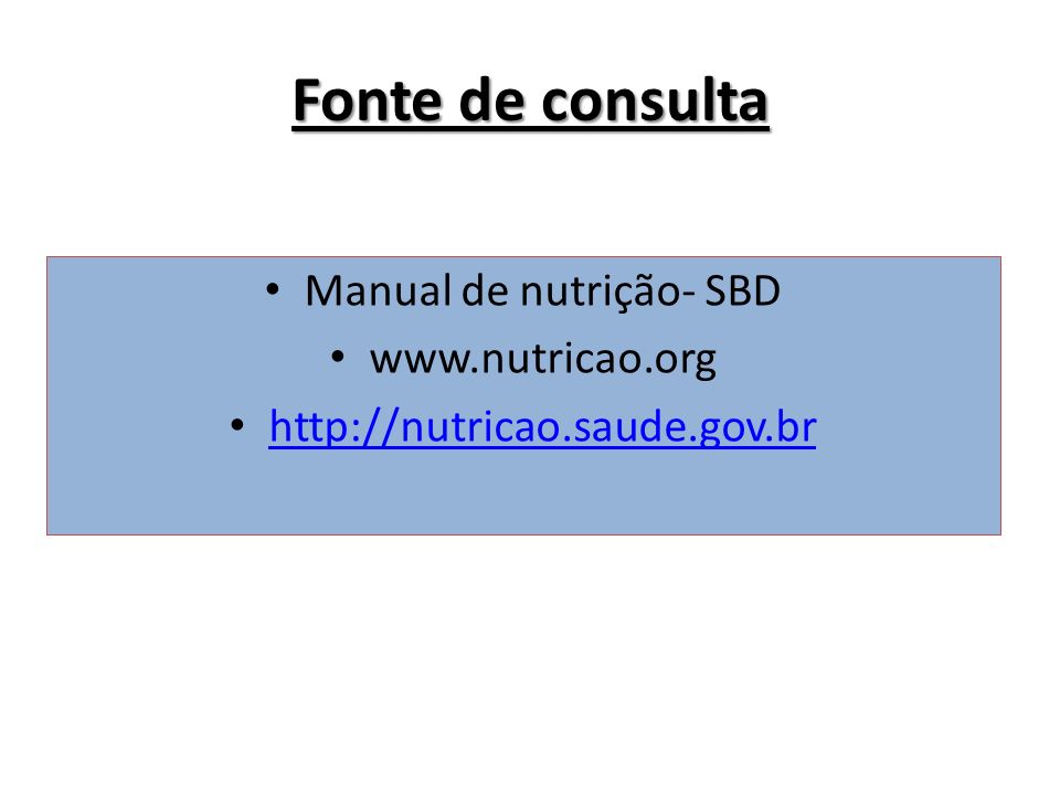 Manual de nutrição- SBD