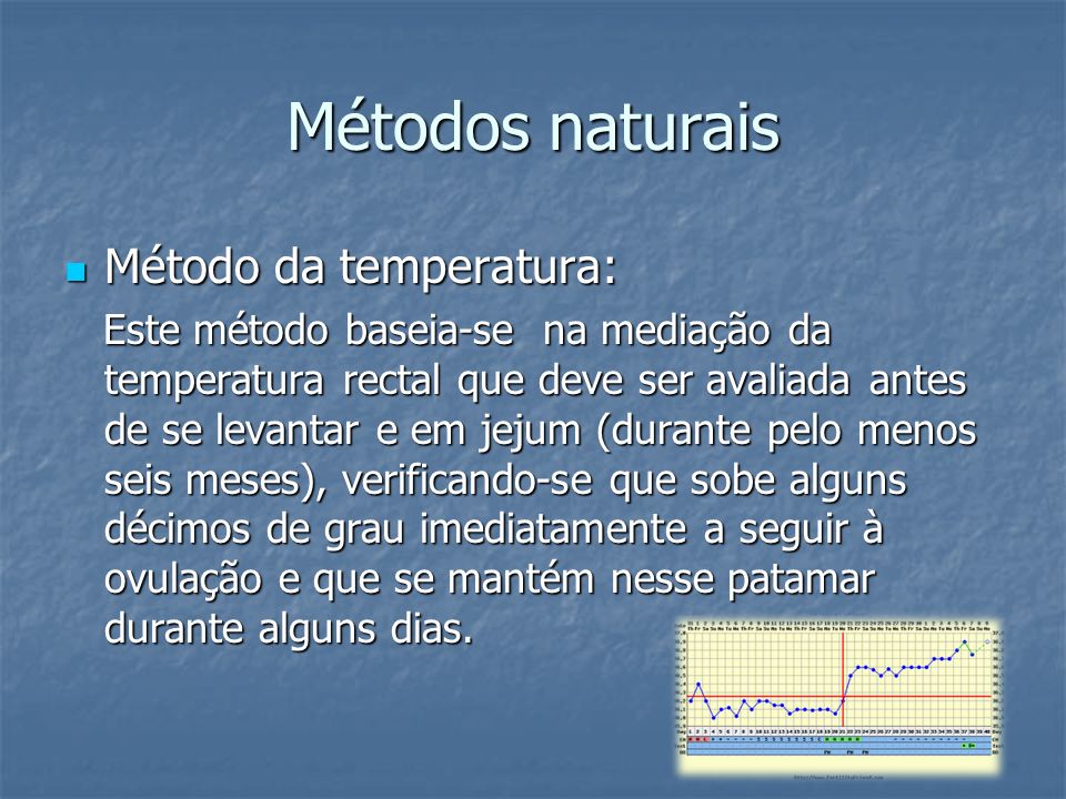 Métodos naturais Método da temperatura: