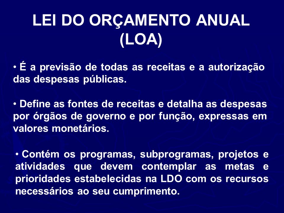 LEI DO ORÇAMENTO ANUAL (LOA)