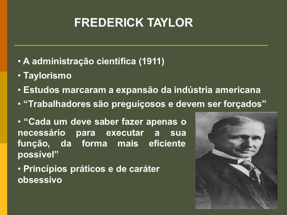FREDERICK TAYLOR A administração científica (1911) Taylorismo