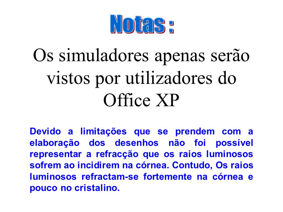 Os simuladores apenas serão vistos por utilizadores do Office XP