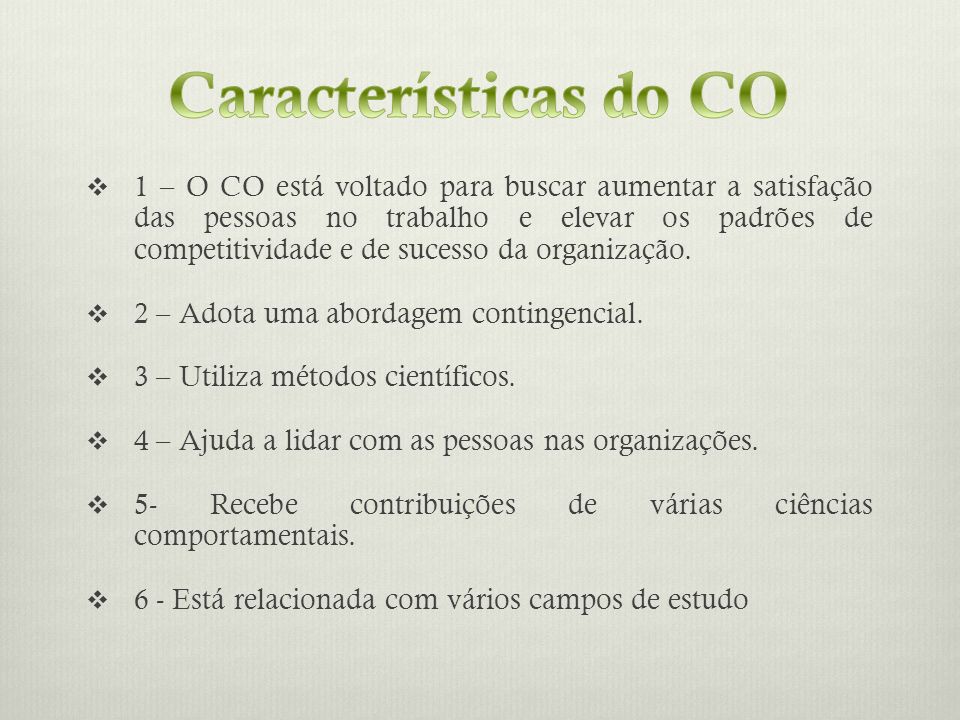 Características do CO