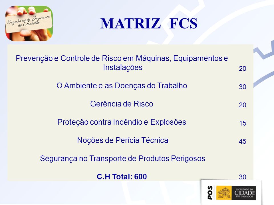 MATRIZ FCS Prevenção e Controle de Risco em Máquinas, Equipamentos e