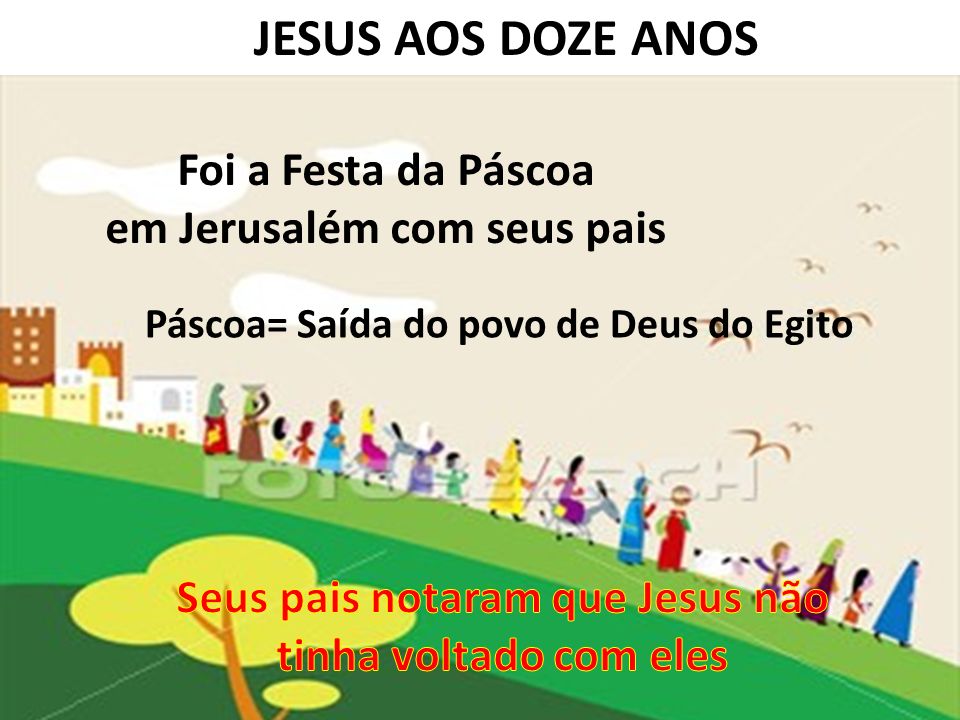 JESUS AOS DOZE ANOS Foi a Festa da Páscoa em Jerusalém com seus pais