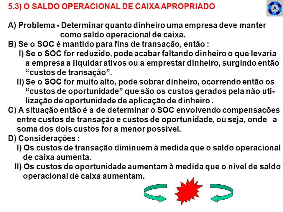 5.3) O SALDO OPERACIONAL DE CAIXA APROPRIADO