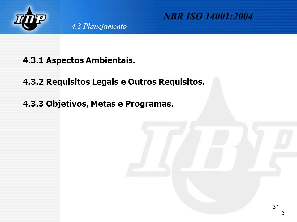 NBR ISO 14001: Aspectos Ambientais.