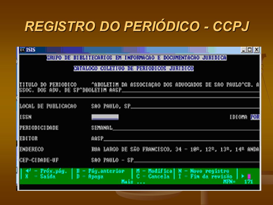 REGISTRO DO PERIÓDICO - CCPJ