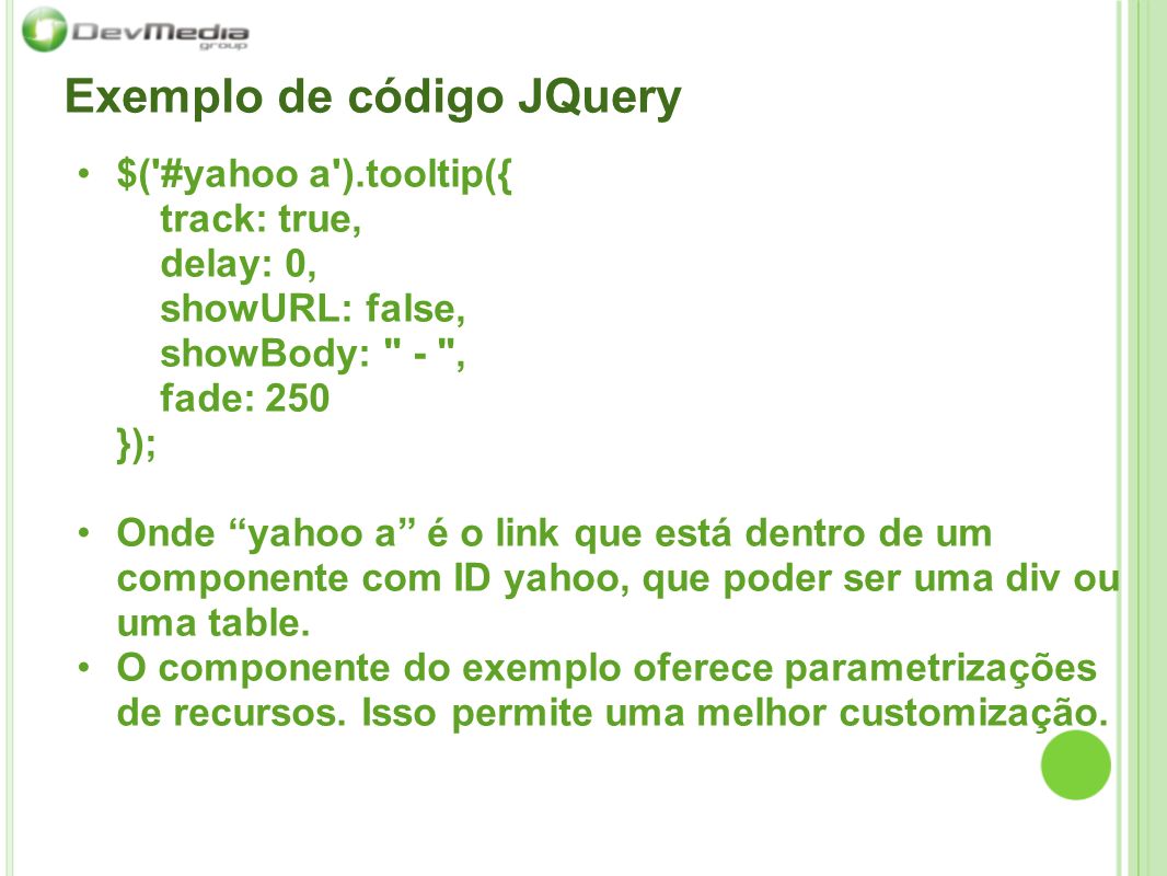 Exemplo de código JQuery
