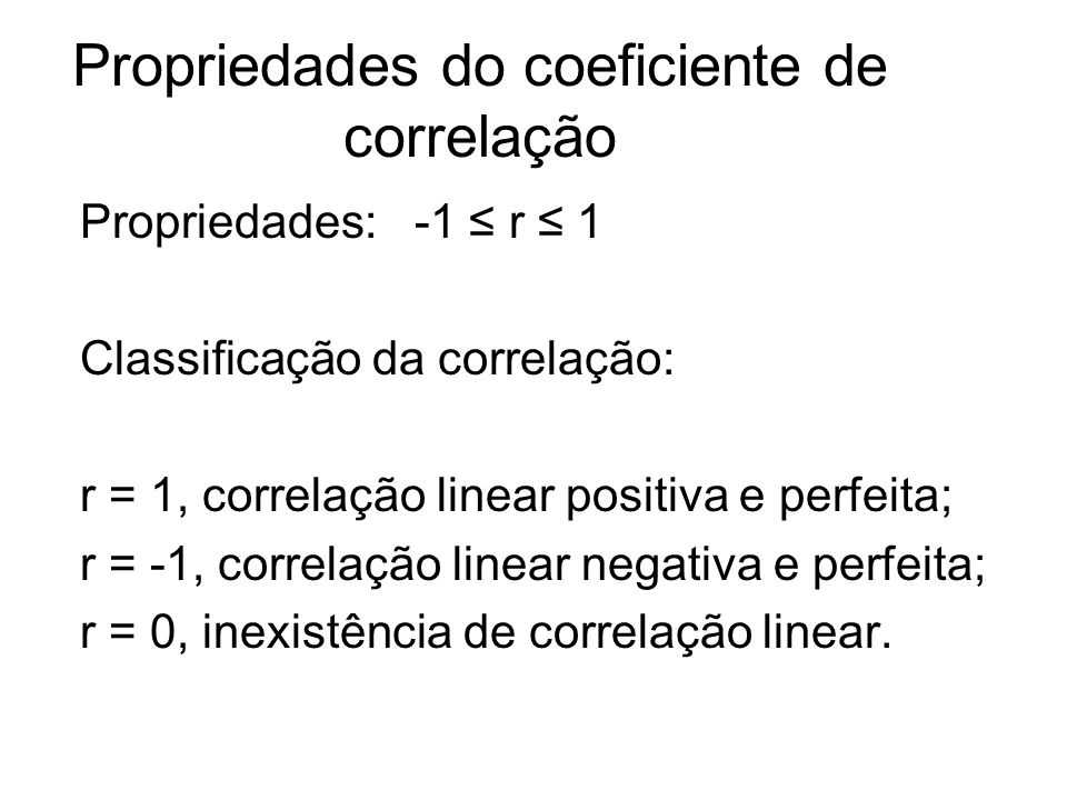 Propriedades do coeficiente de correlação