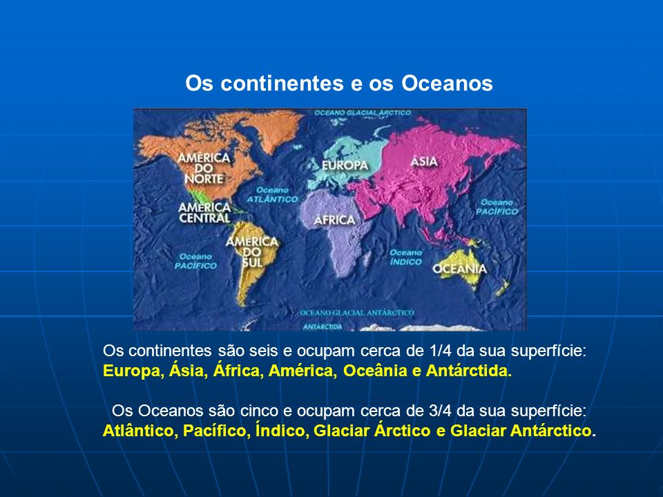 Os continentes e os Oceanos