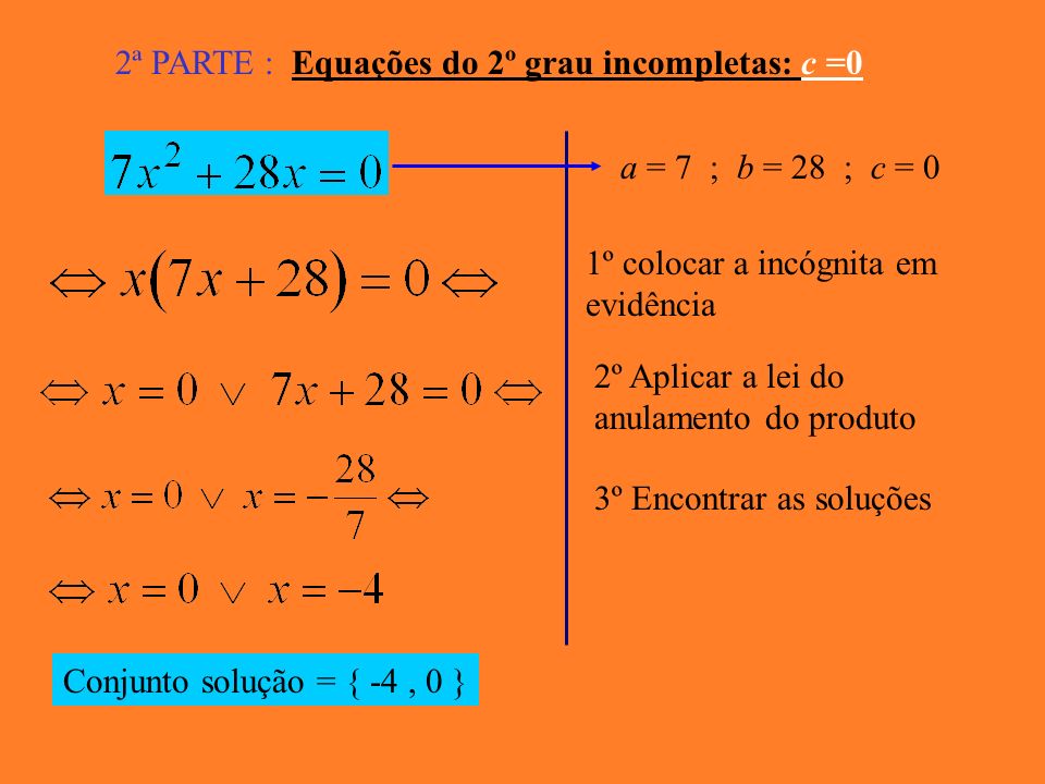 2ª PARTE : Equações do 2º grau incompletas: c =0