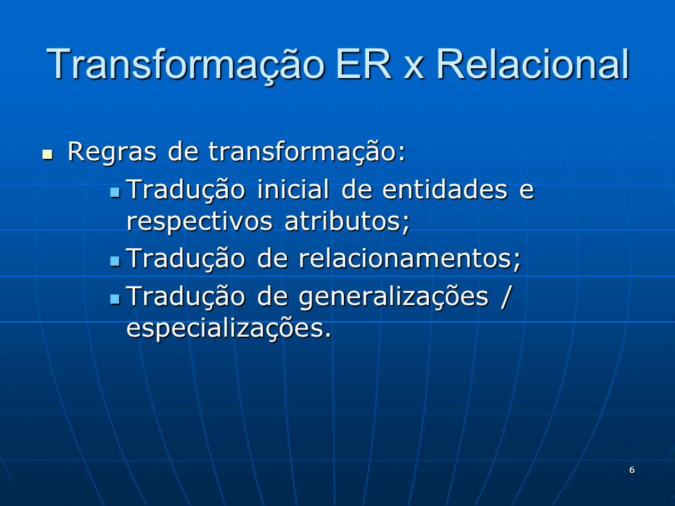 Transformação ER x Relacional