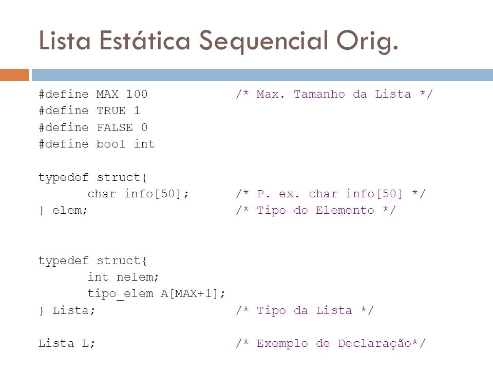Lista Estática Sequencial Orig.