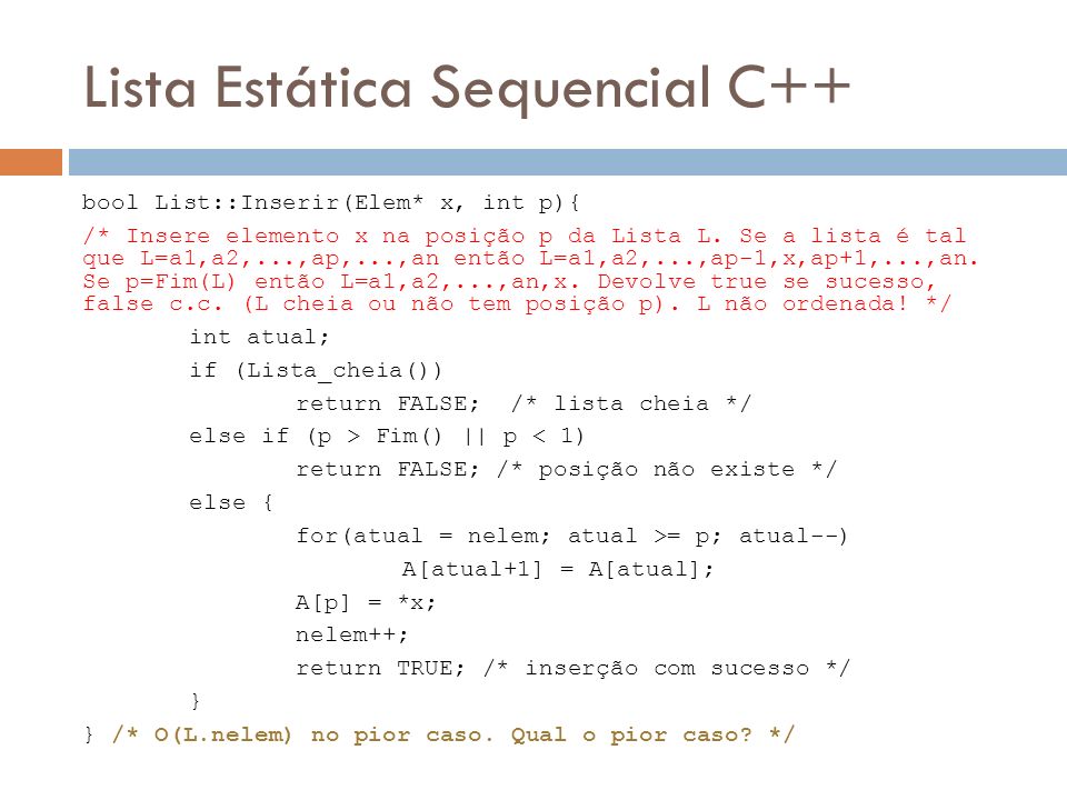 Lista Estática Sequencial C++