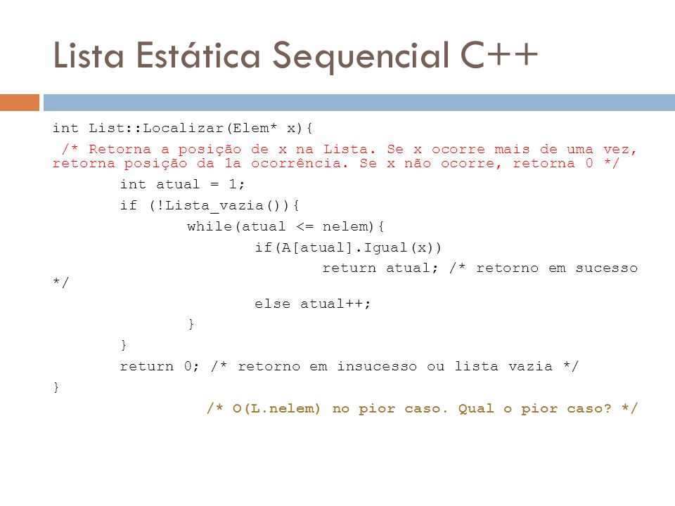 Lista Estática Sequencial C++