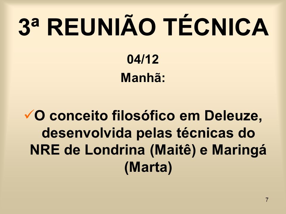 3ª REUNIÃO TÉCNICA 04/12.