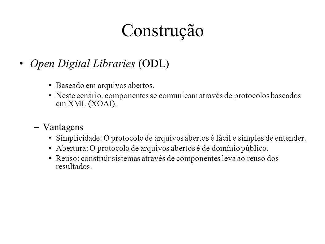 Construção Open Digital Libraries (ODL) Vantagens