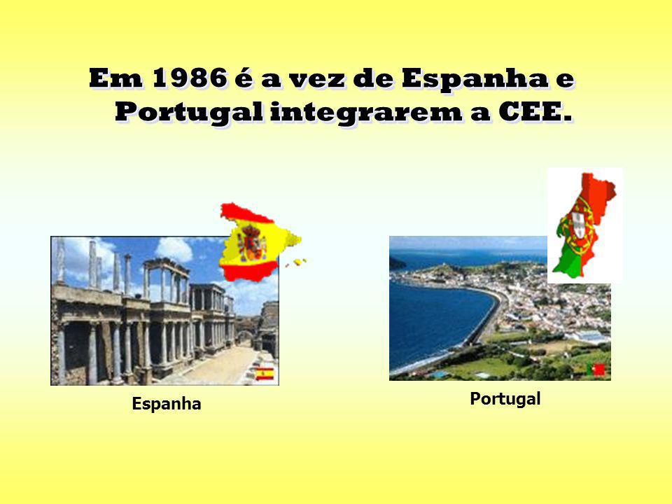 Em 1986 é a vez de Espanha e Portugal integrarem a CEE.