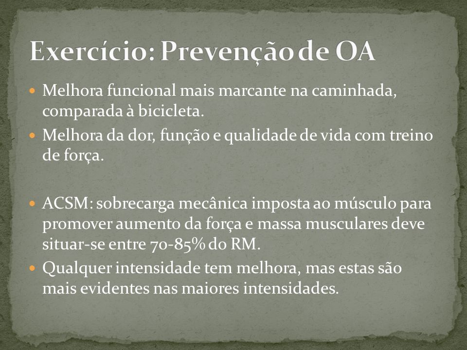 Exercício: Prevenção de OA