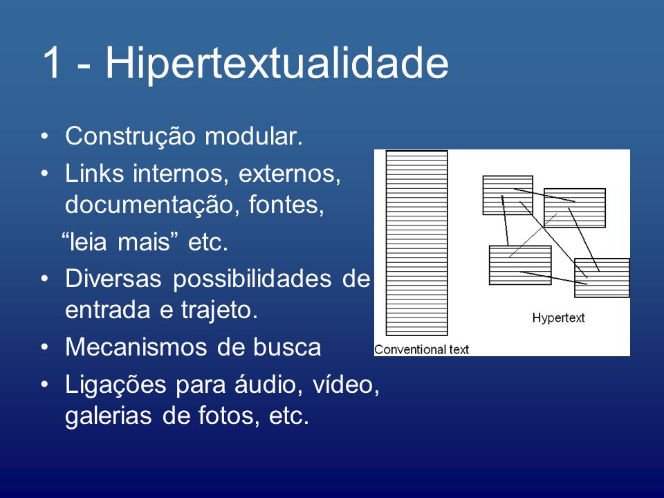 1 - Hipertextualidade Construção modular.