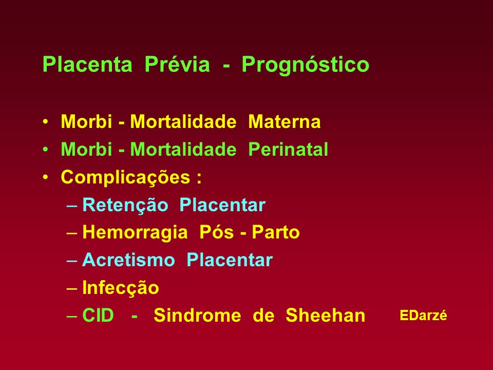 Placenta Prévia - Prognóstico