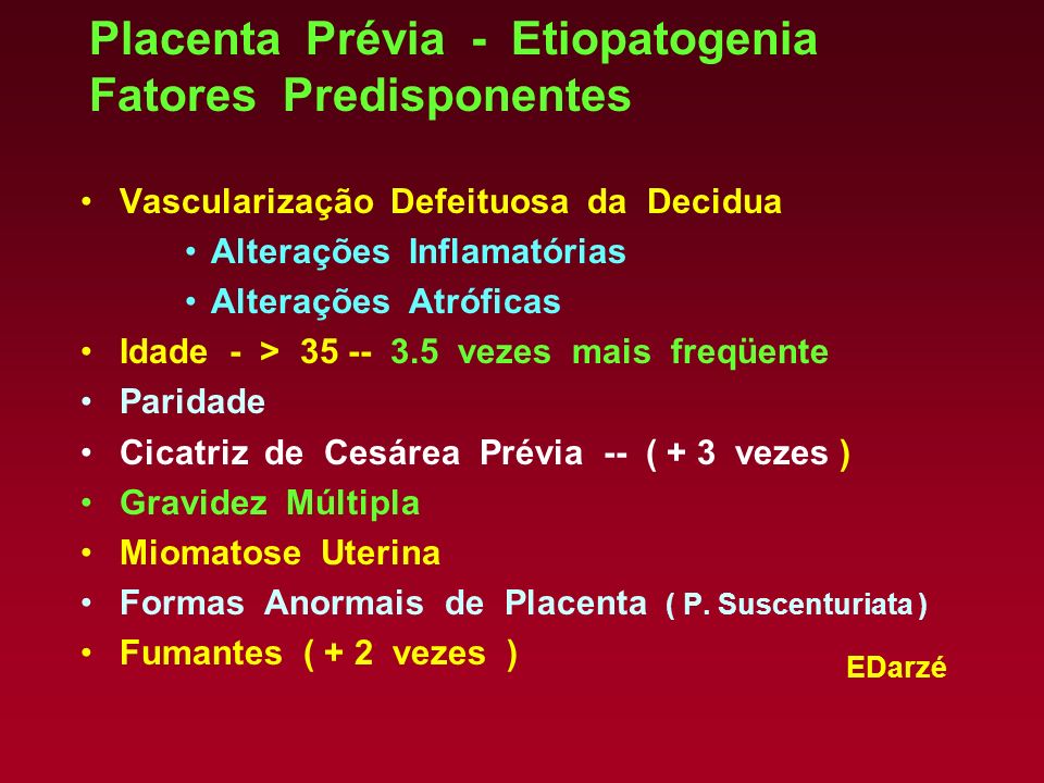 Placenta Prévia - Etiopatogenia Fatores Predisponentes