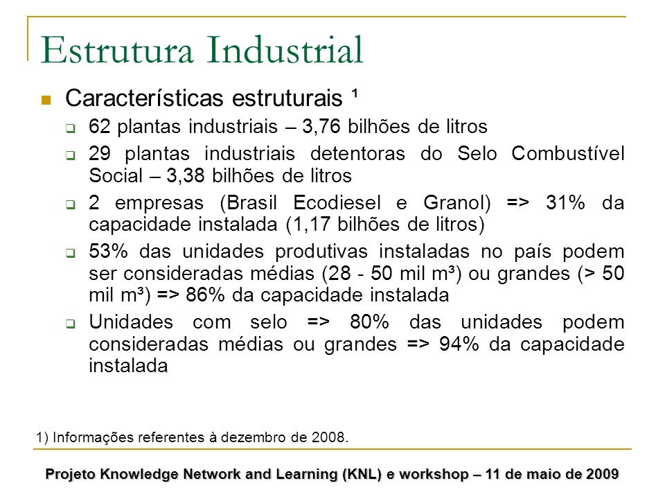 Estrutura Industrial Características estruturais ¹