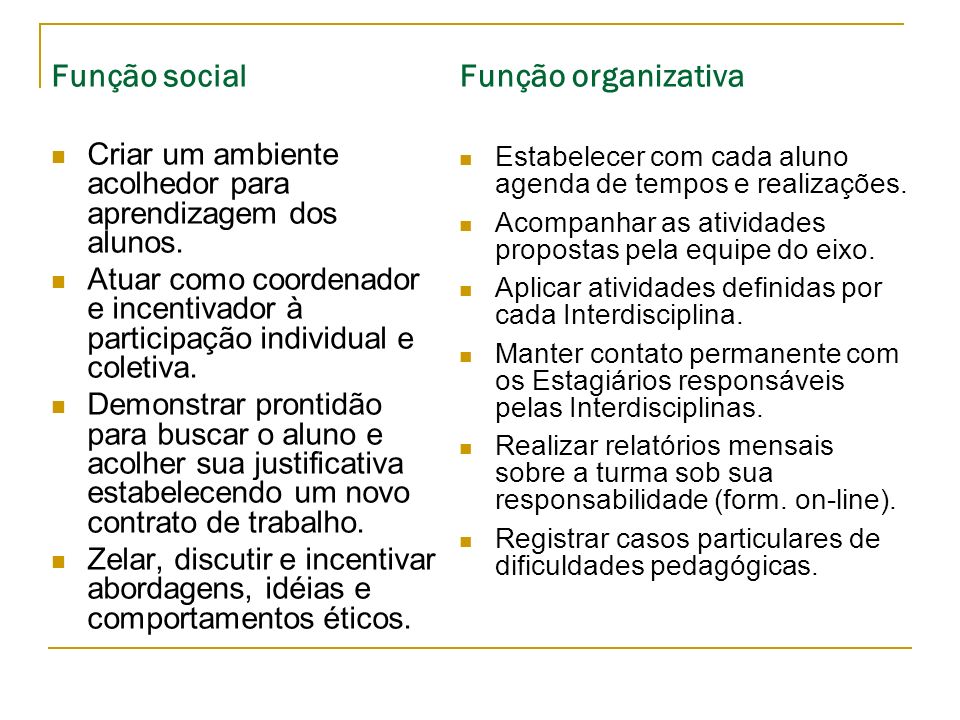 Função social Função organizativa