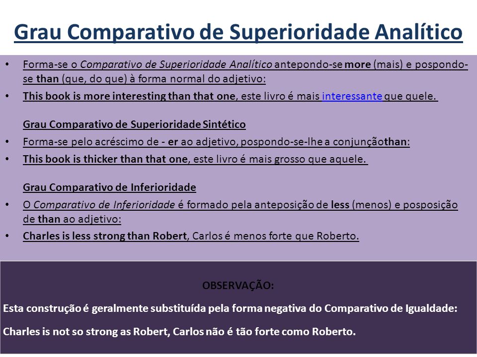 Grau Comparativo dos Adjetivos em Inglês