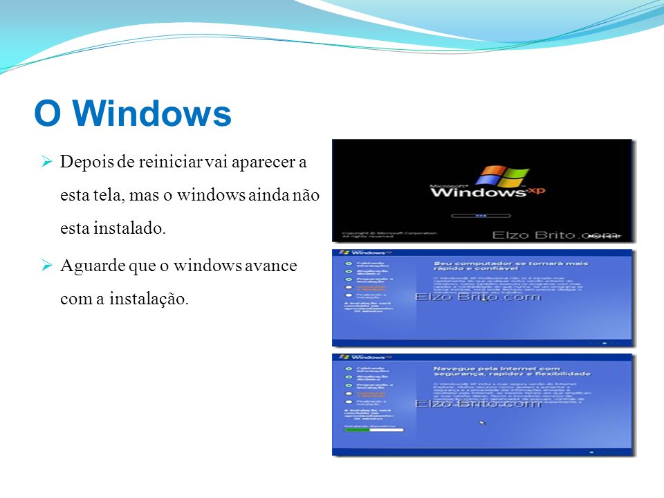 O Windows Depois de reiniciar vai aparecer a esta tela, mas o windows ainda não esta instalado.