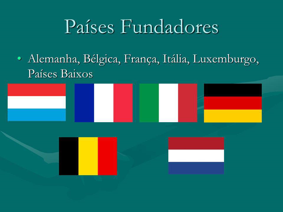 Países Fundadores Alemanha, Bélgica, França, Itália, Luxemburgo, Países Baixos