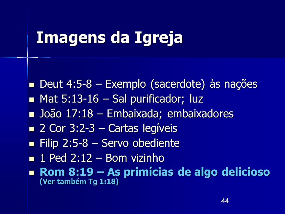 Imagens da Igreja Deut 4:5-8 – Exemplo (sacerdote) às nações