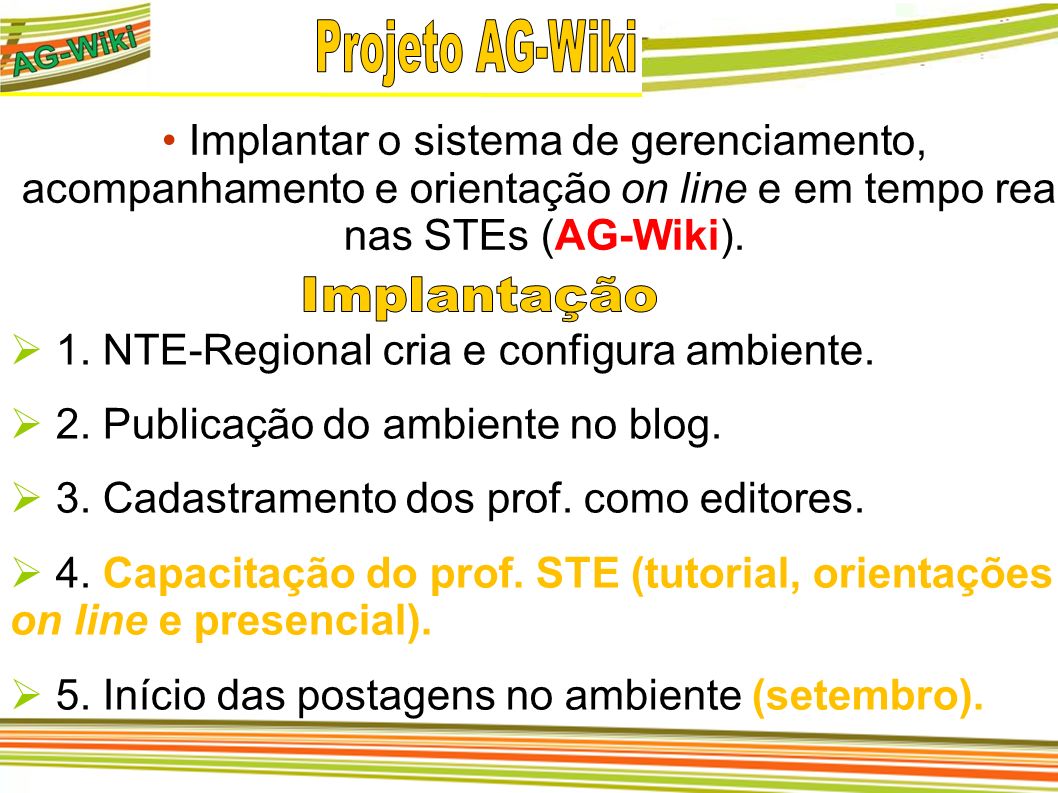 Projeto AG-Wiki Implantação
