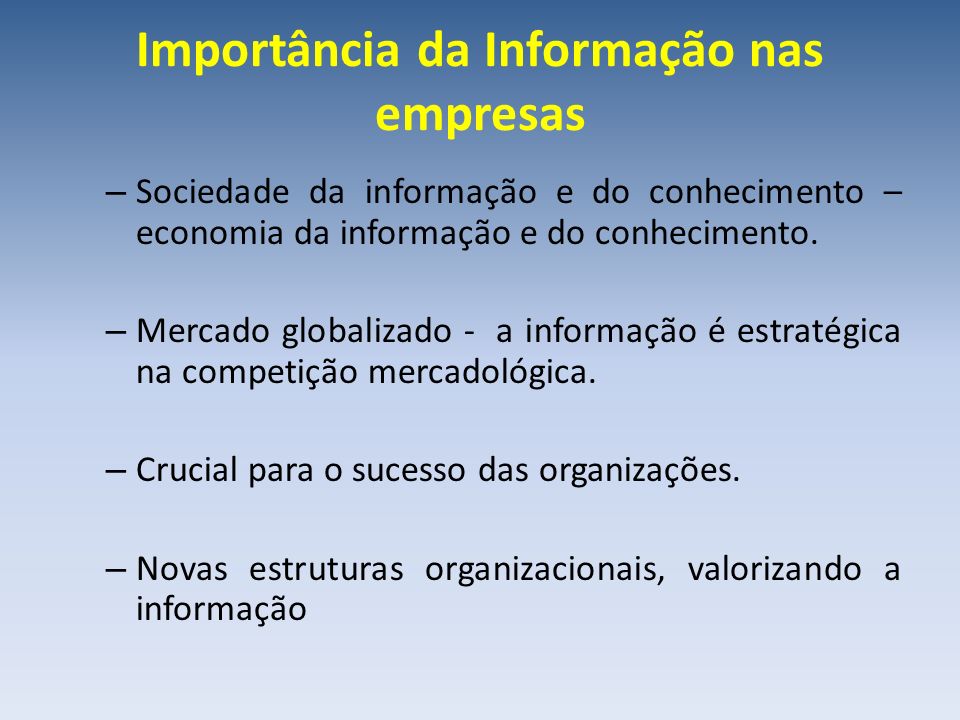 Importância da Informação nas empresas