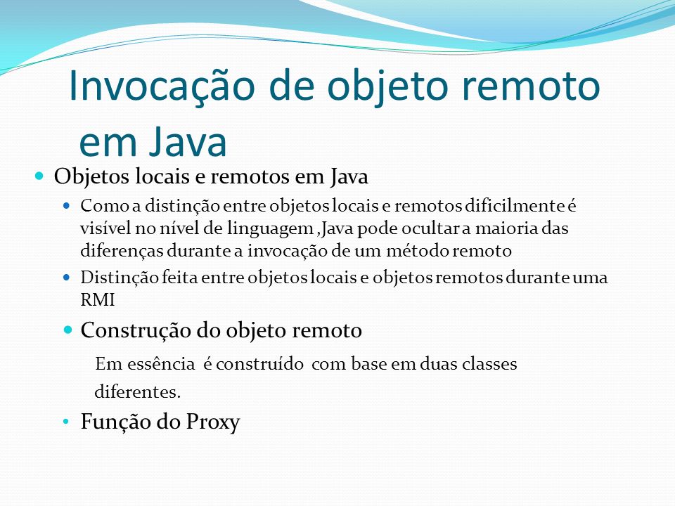 Invocação de objeto remoto em Java