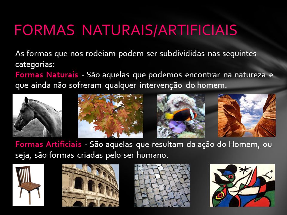 FORMAS NATURAIS/ARTIFICIAIS
