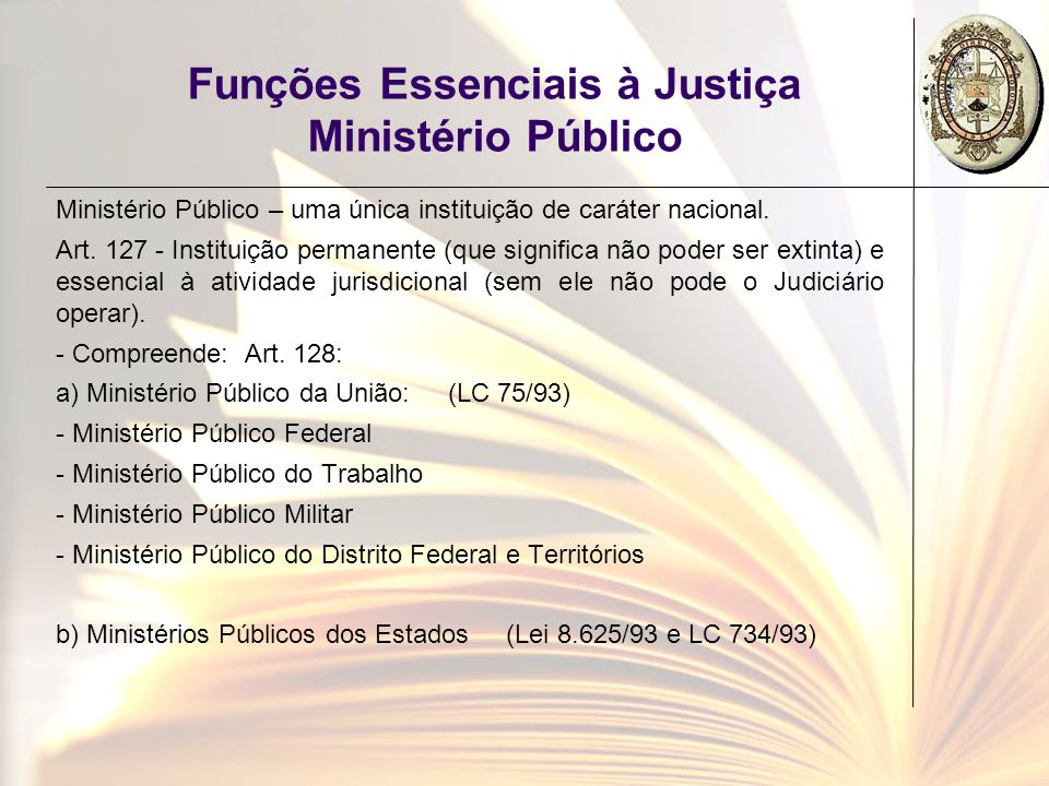 Funções Essenciais à Justiça Ministério Público