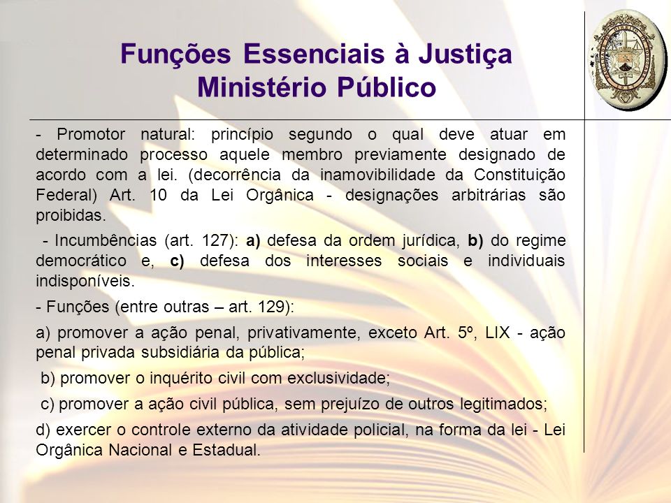 Funções Essenciais à Justiça Ministério Público