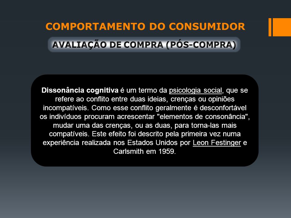 COMPORTAMENTO DO CONSUMIDOR AVALIAÇÃO DE COMPRA (PÓS-COMPRA)