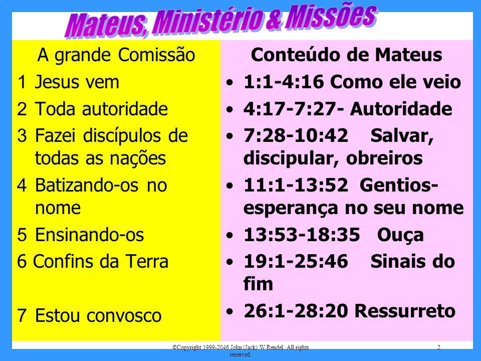 Mateus, Ministério & Missões