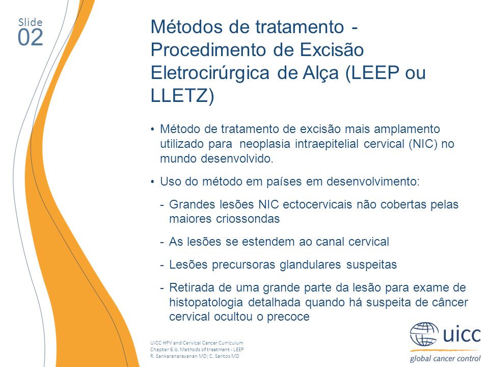 Slide Métodos de tratamento - Procedimento de Excisão Eletrocirúrgica de Alça (LEEP ou LLETZ) 02.