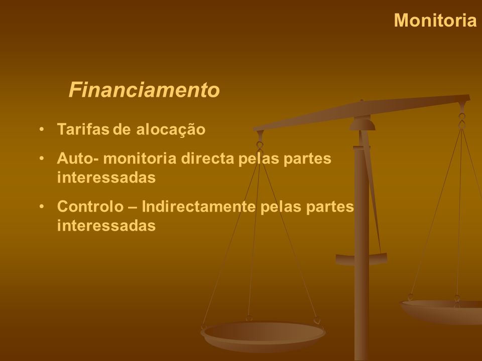 Financiamento Monitoria Tarifas de alocação