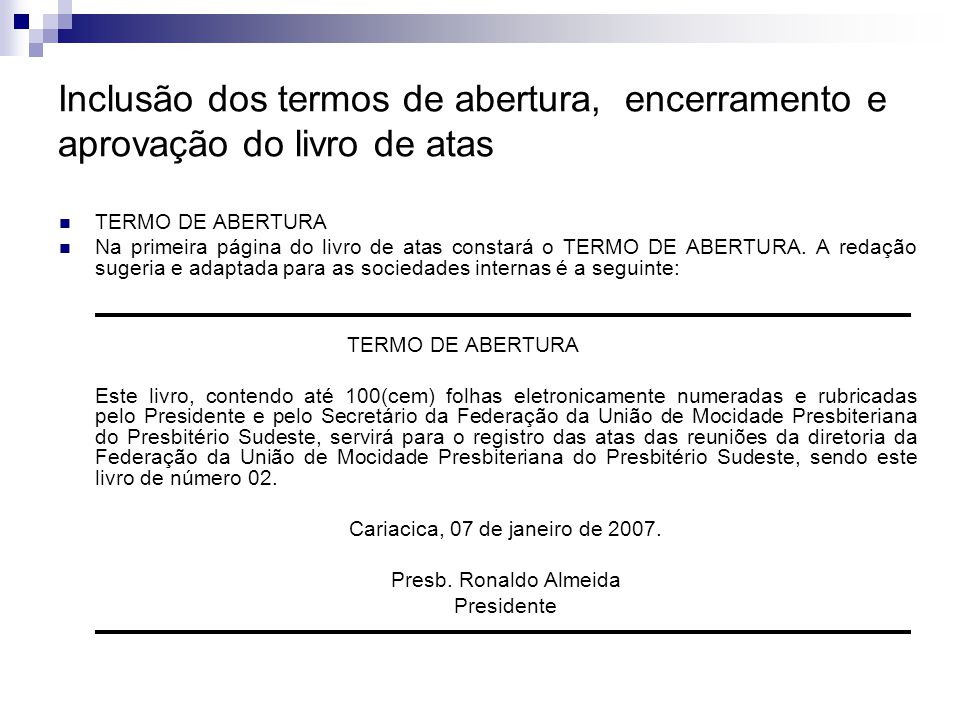 Atas Eletrônicas Presb. Renato de Souza. - ppt video online carregar